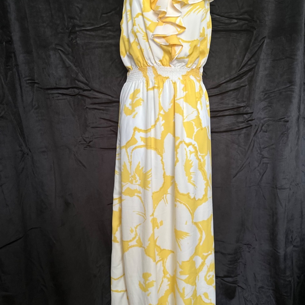 Loft, yellow & white maxi summer dress, size 6 - Picture 3 of 6